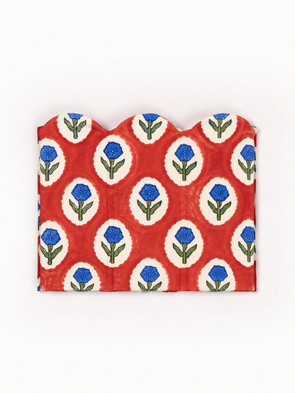 Block Print Pencil Holder -  Crimson Buta (Collapsible)