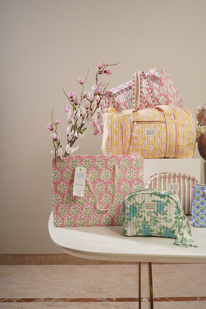 Medium (Set of 3) Bougainvillea Block Print Gift Bags