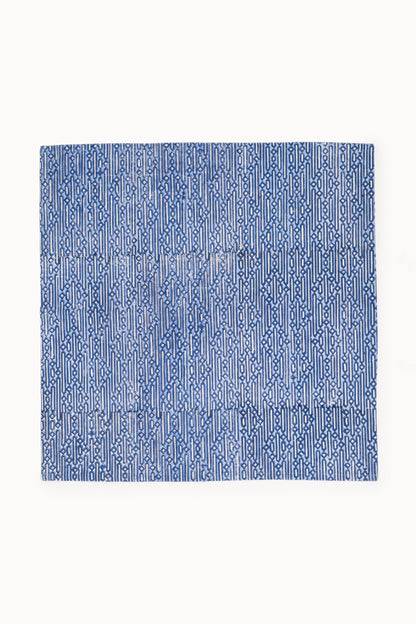 Parijat Blue Geometric Large Block Print Napkins (Set of 4)