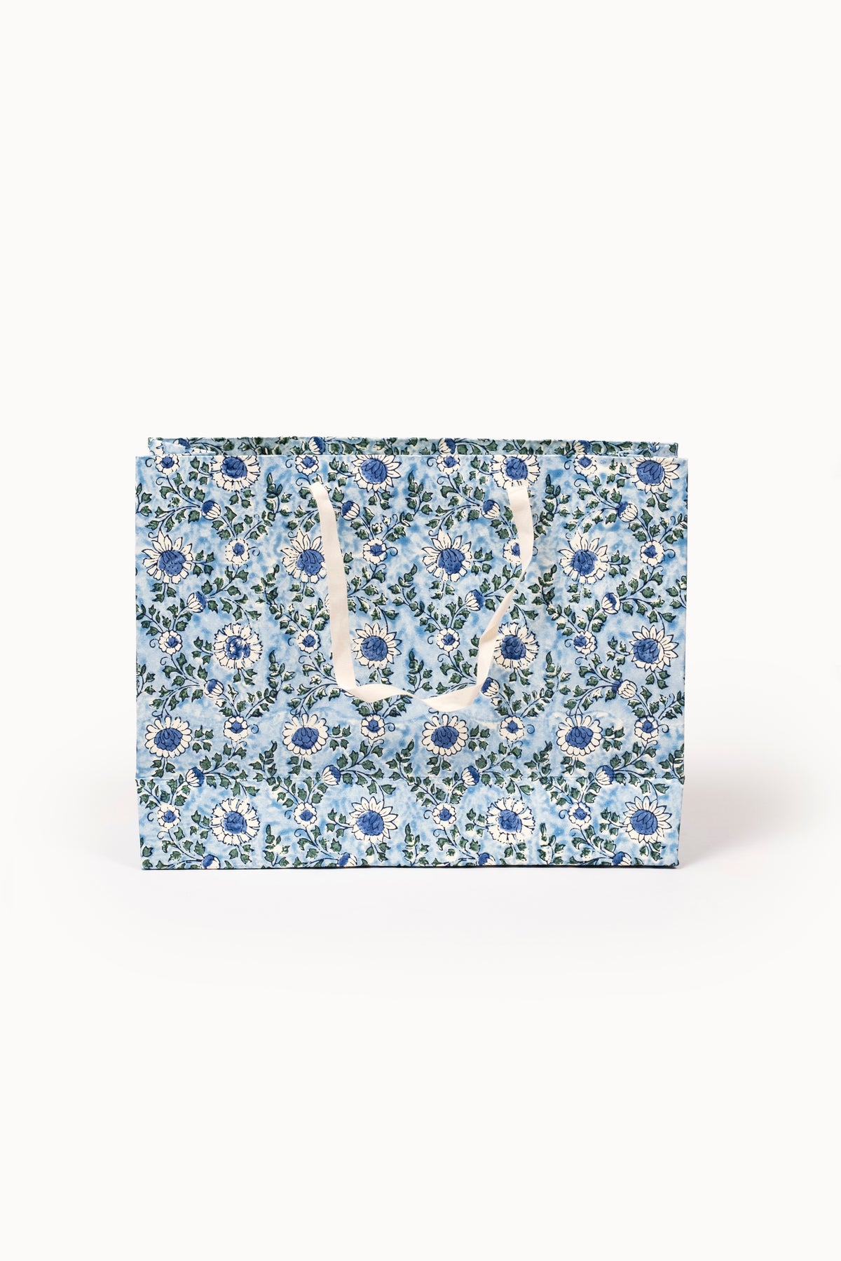 Large (Set of 3) Floral & Stripes Gift Bags - Block Print