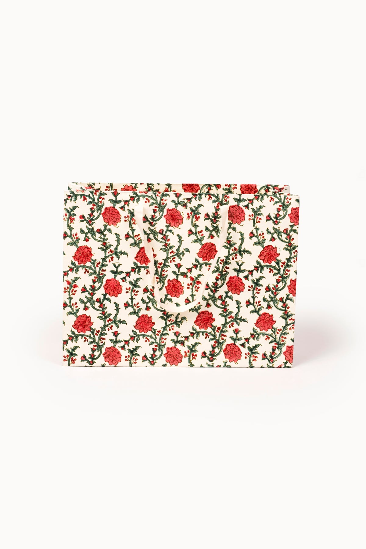 Large (Set of 3) Floral & Stripes Gift Bags - Block Print