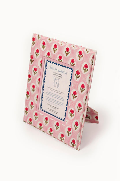 Large Block Print Photo Frame (5 by 7)  - Tea Rose