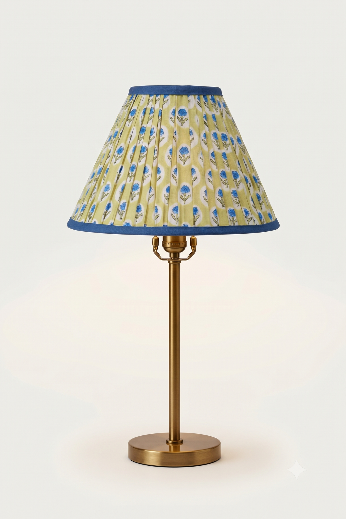 PRE ORDER - 14” Pleated Blockprint Lampshade - Forest Green