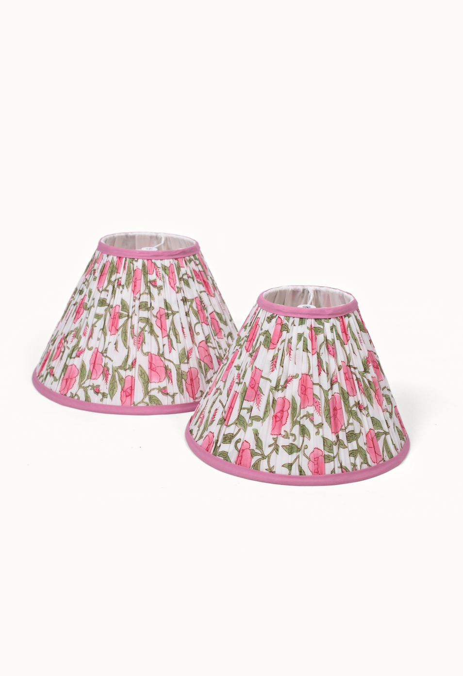 PRE ORDER - 12” Pleated Blockprint Lampshade -  Inaya Dusty Pink