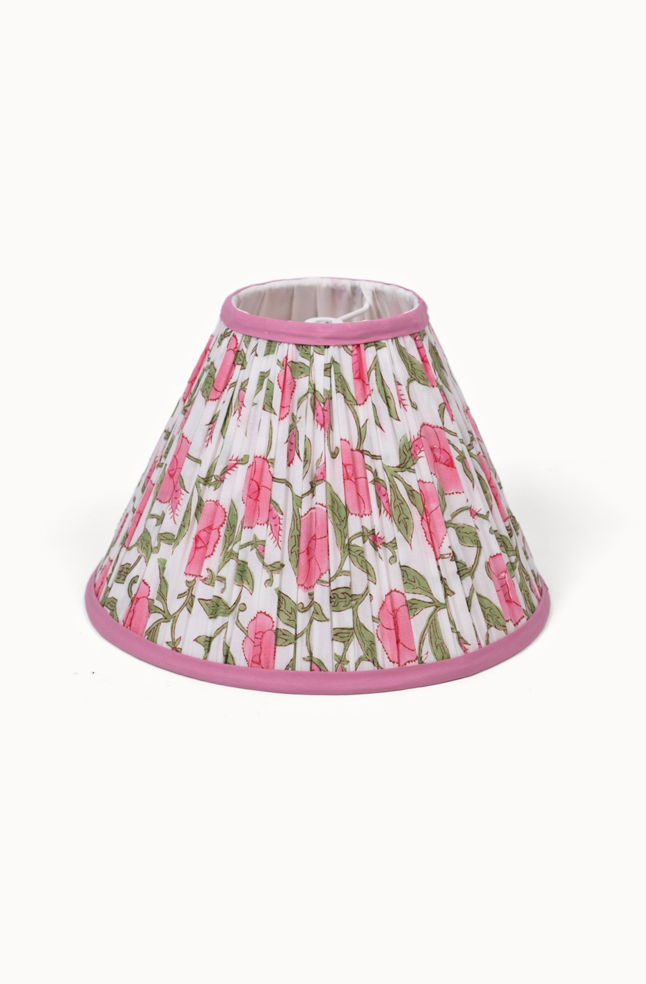 PRE ORDER - 12” Pleated Blockprint Lampshade -  Inaya Dusty Pink