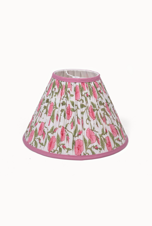 PRE ORDER - 14” Pleated Blockprint Lampshade -  Inaya Dusty Pink