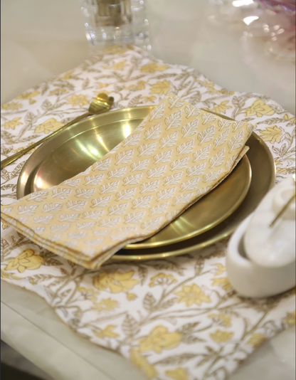 AMALTAS BLOCK PRINTED QUILTED REVERSIBLE TABLE MATS (SET OF TWO)