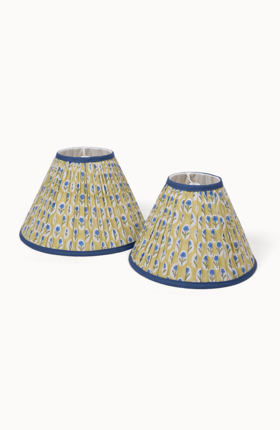 PRE ORDER - 14” Pleated Blockprint Lampshade - Forest Green