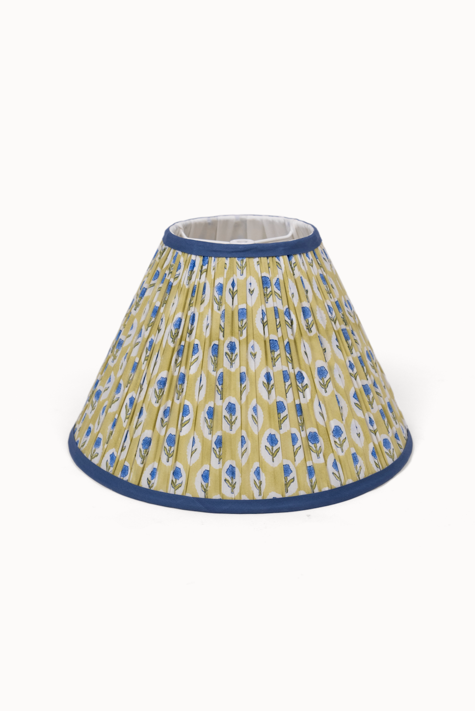 PRE ORDER - 14” Pleated Blockprint Lampshade - Forest Green