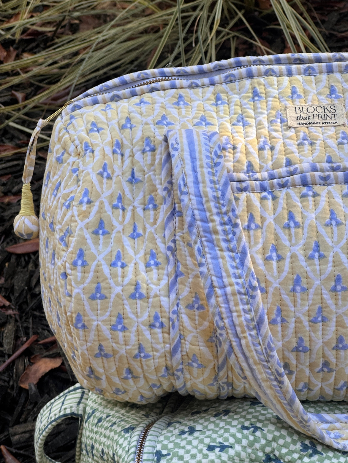 SUN DAPPLED BLOCK PRINTED DUFFLE BAG - MEDIUM