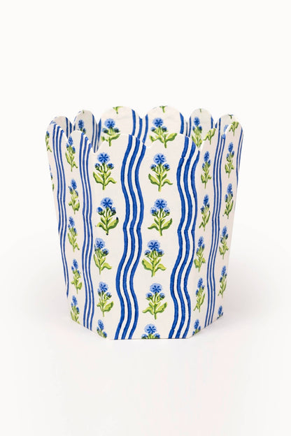 Block Print Storage /Waste Basket - Leher Blue (Collapsible)