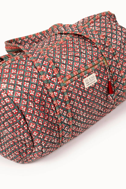 Holly & Berry Crimson Block Print Quilted Duffle Bag