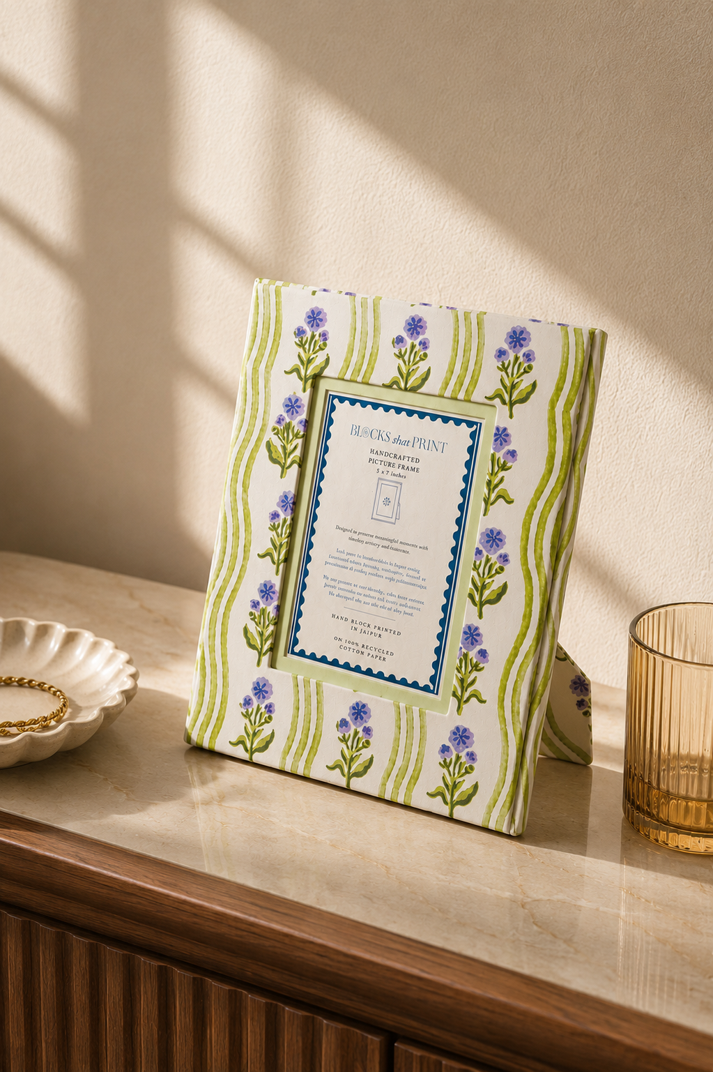 Large Block Print Photo Frame (5 by 7) - Leher Lilac