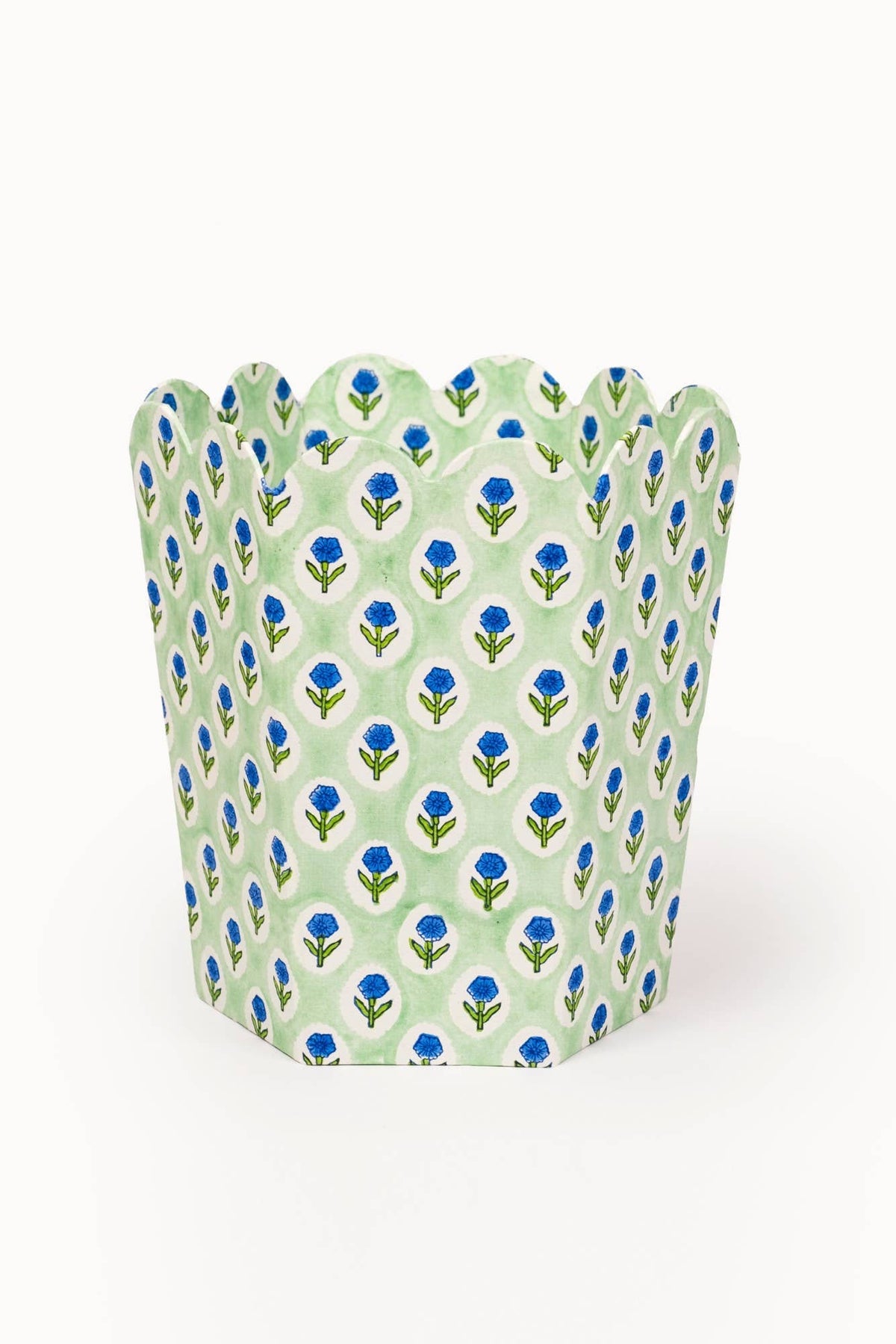 Block Print Storage /Waste Basket - Mint (Collapsible)