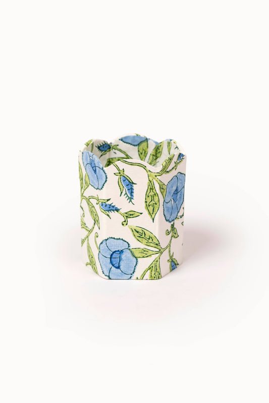 Block Print Pencil Holder - Inaya Powder Blue (Collapsible)