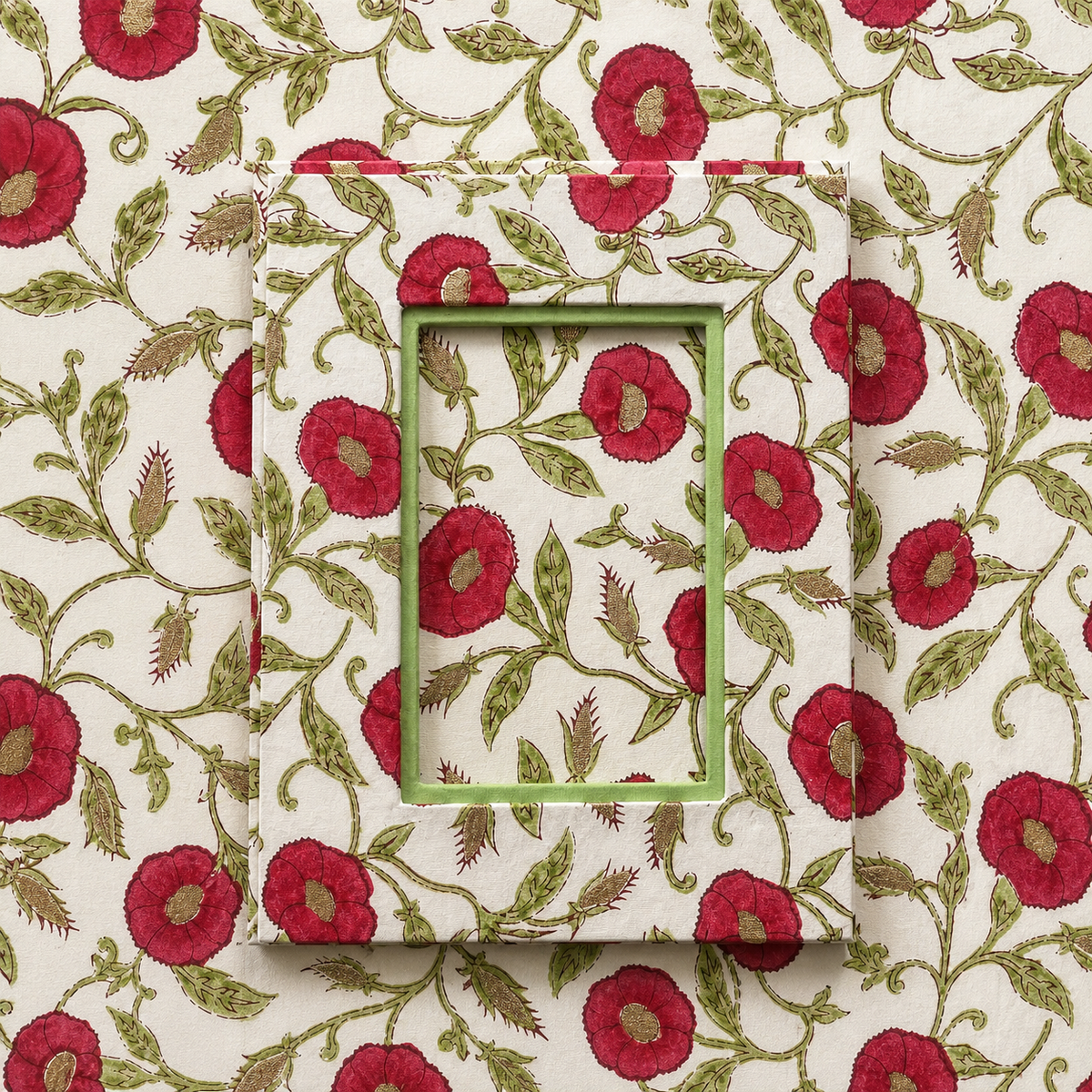Large Block Print Photo Frame (5 by 7) - Ruby Pomegranate