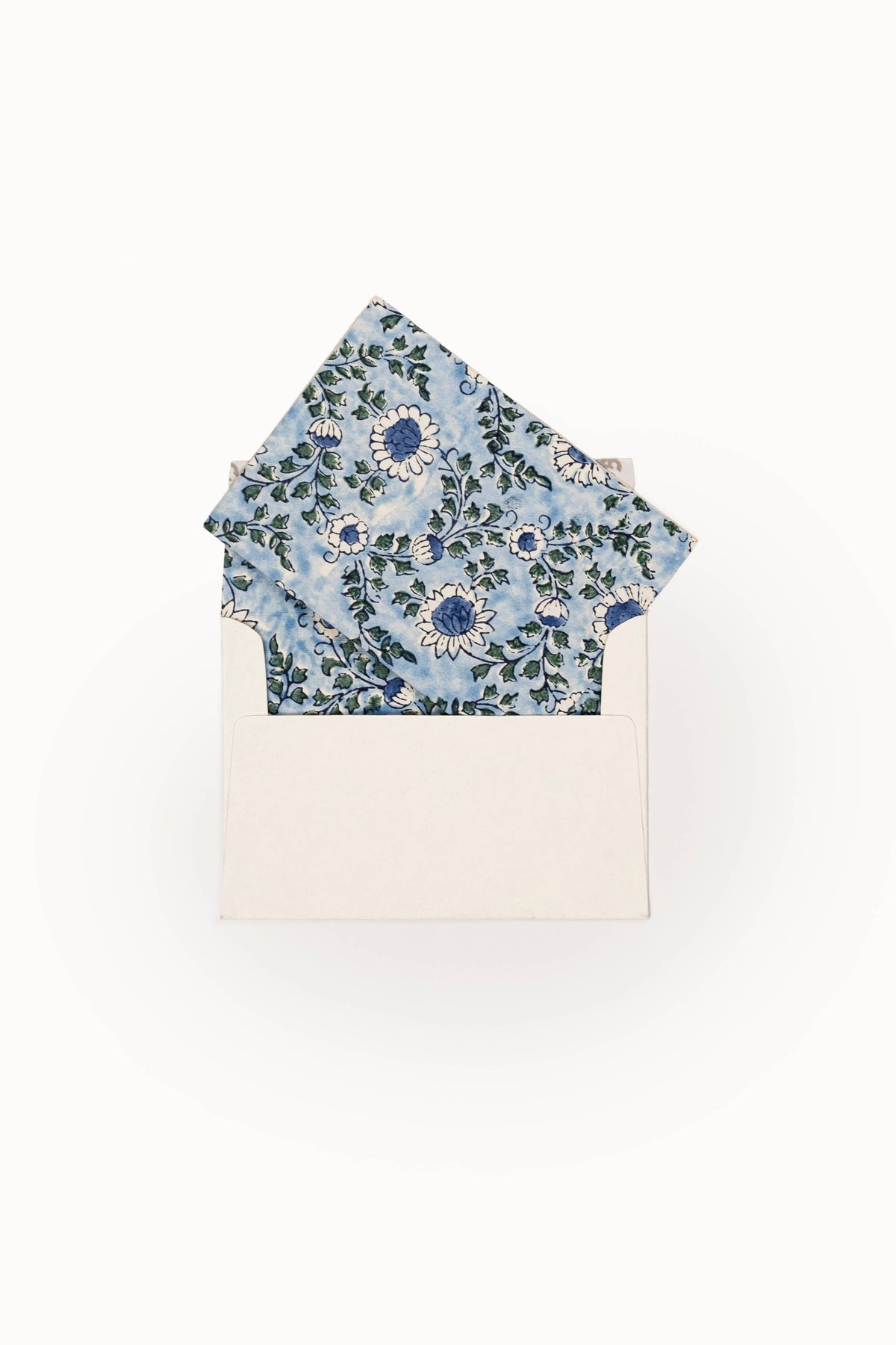 Hand Block Print Enveloped Parijat Blue Cards (Set of 6)