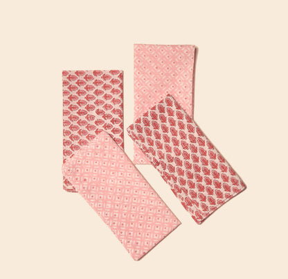 BOUGAINVILLEA PINK BLOCK PRINTED TABLE NAPKINS (SET OF 4)