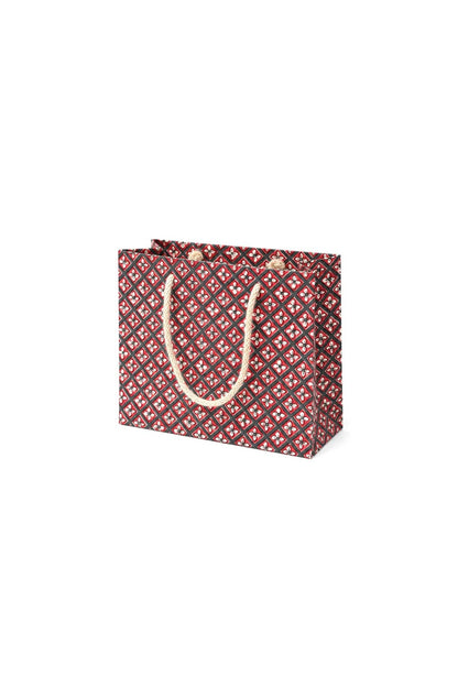 Medium Crimson Buta Gift Bags - Block Print (Jute Handles) image 2