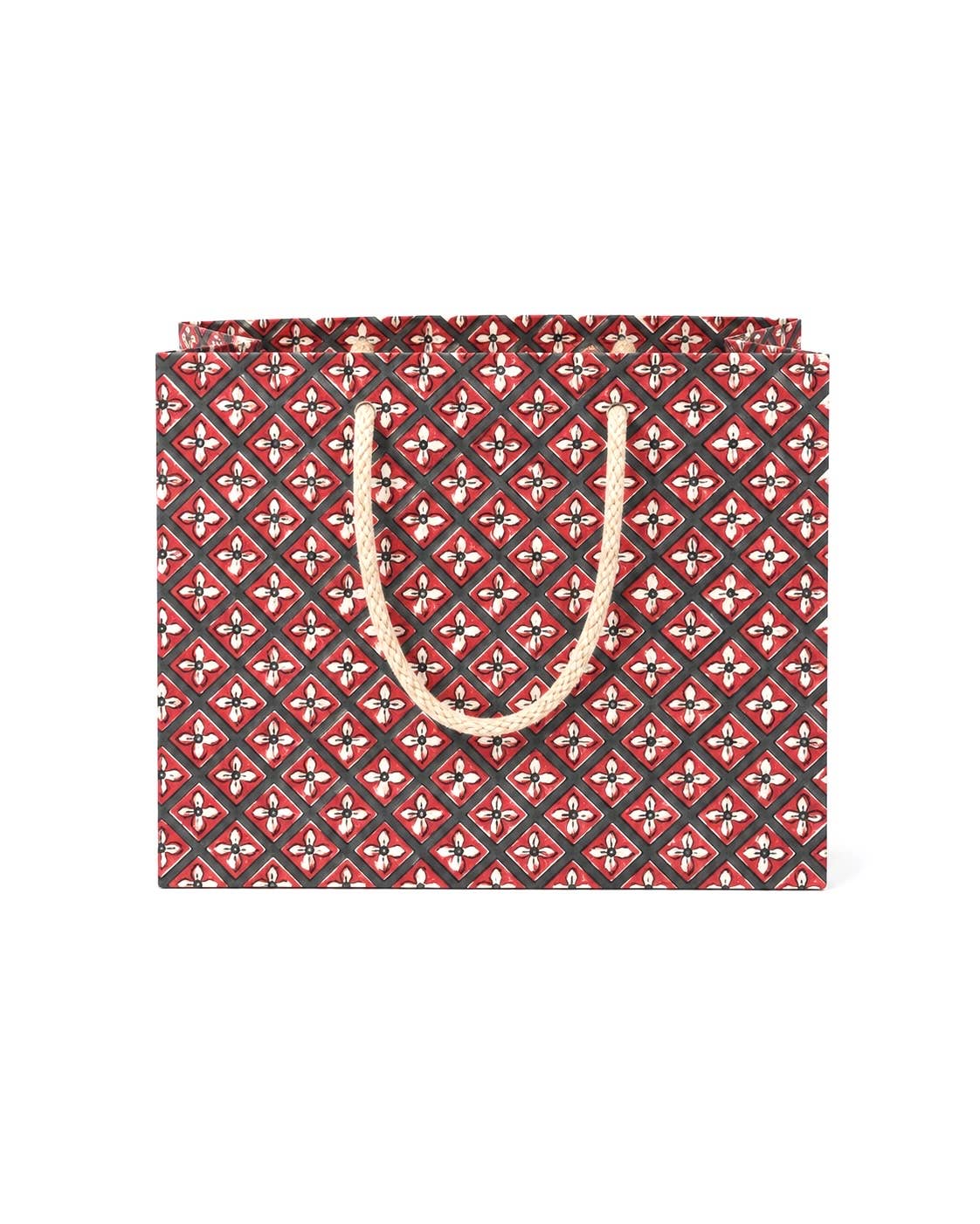 Medium Crimson Buta Gift Bags - Block Print (Jute Handles) image 5