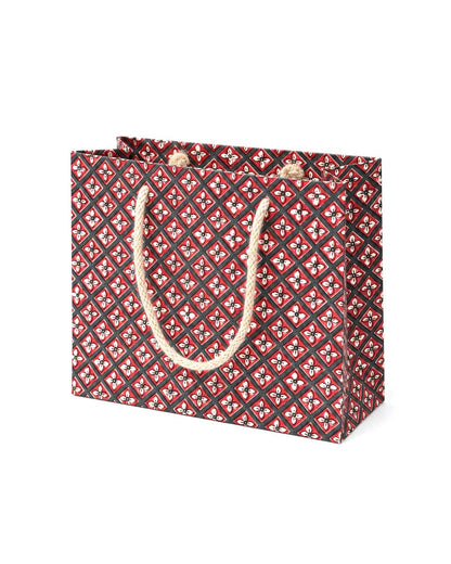 Medium Crimson Buta Gift Bags - Block Print (Jute Handles) image 7