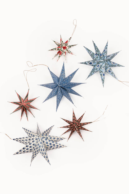 Small Crimson Noelle Holiday Decor Ornament Star (Set of 3)