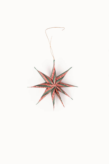 Small Crimson Noelle Holiday Decor Ornament Star (Set of 3)