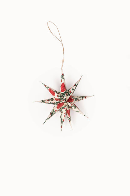 Small Crimson Noelle Holiday Decor Ornament Star (Set of 3)