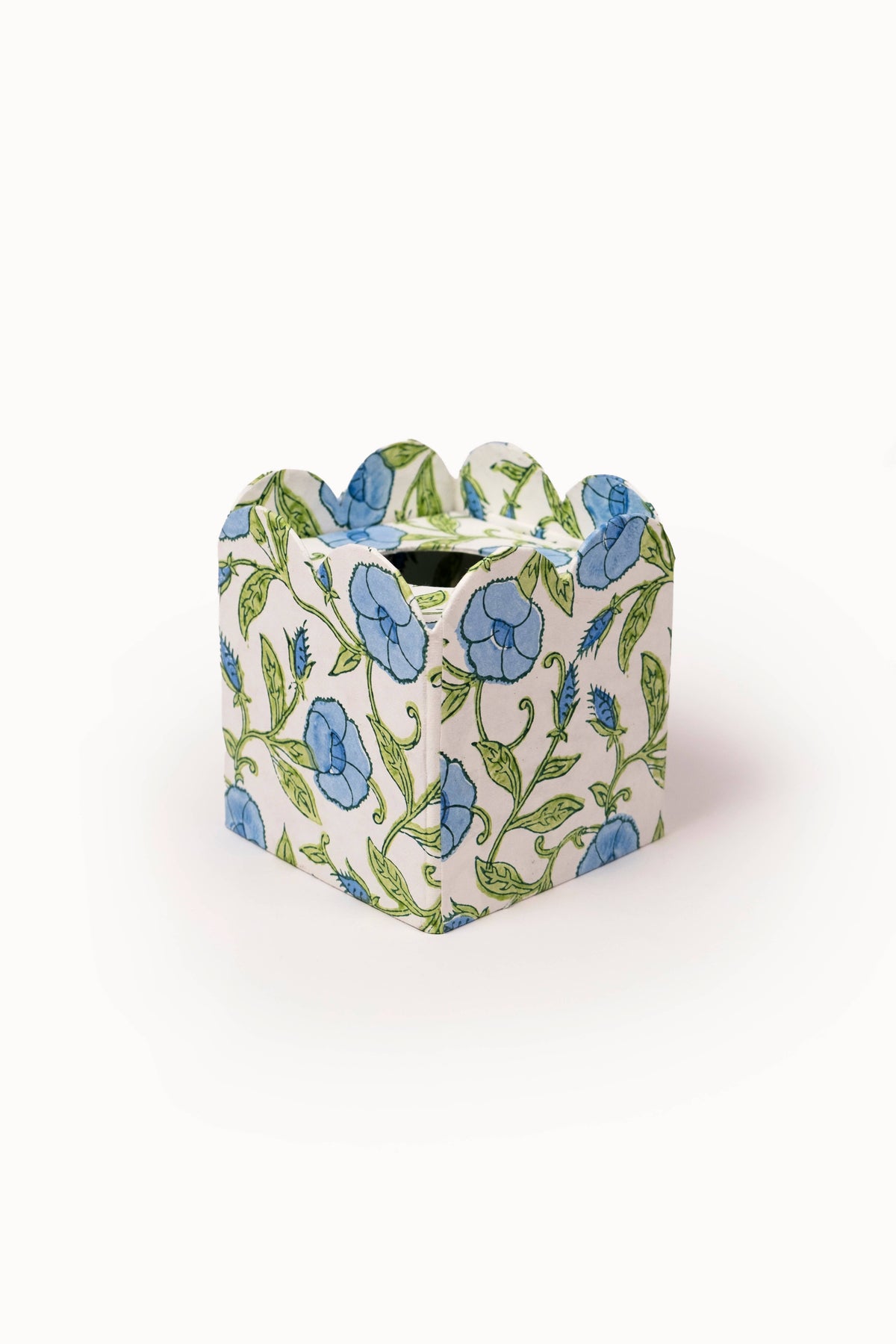 Block Print Tissue Box Cover-Inaya Powder Blue(Collapsible)