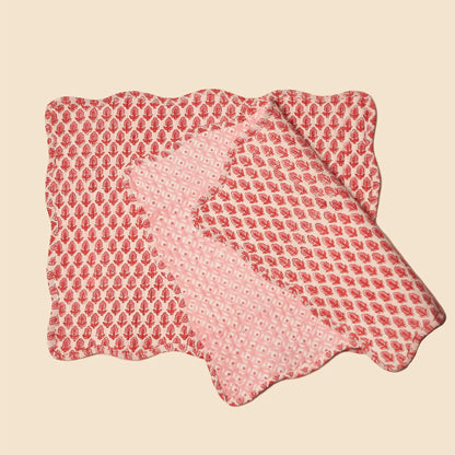 BOUGAINVILLEA BLOCK PRINTED QUILTED REVERSIBLE TABLE MATS (SET OF TWO)