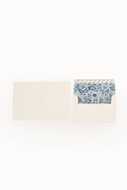 Hand Block Print Enveloped Parijat Blue Cards (Set of 6)