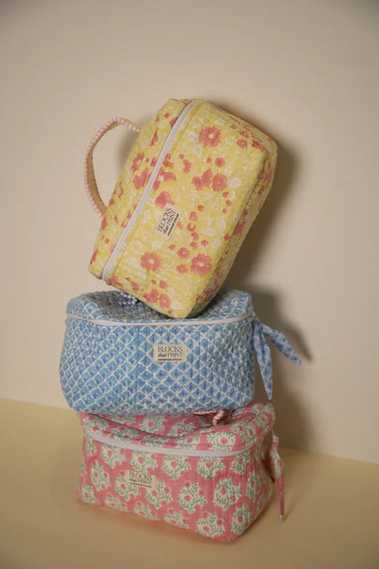 Yellow Amaltas Hand Block Print Vanity Bag