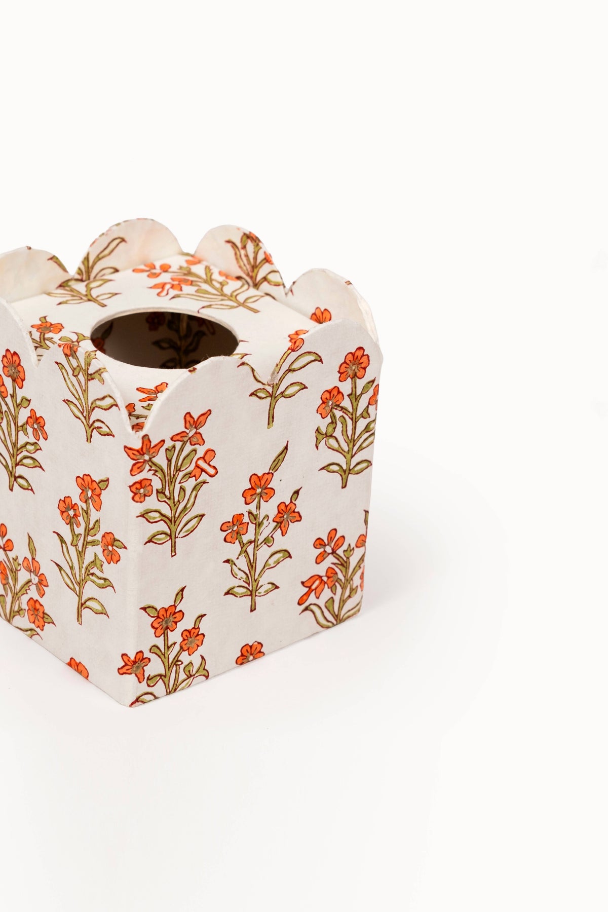 Block Print Tissue Box Cover - Leela Apricot (Collapsible)