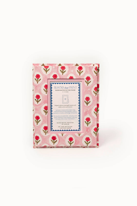 Medium Block Print Photo Frame (4 by 6)  - Tea Rose