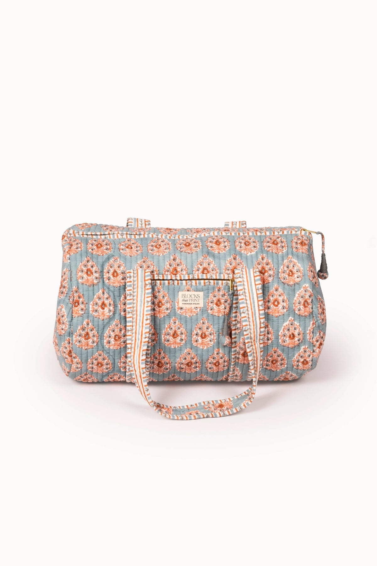 Terracotta Heirloom Buta Block Print Quilted Duffle Bag