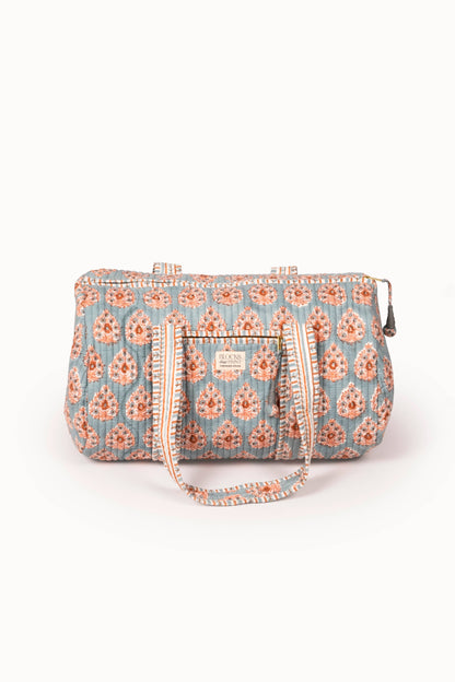 Terracotta Heirloom Buta Block Print Quilted Duffle Bag