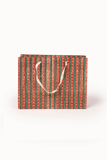 Large (Set of 3) Crimson Gift Bags - Block Print
