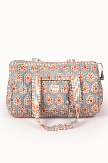 Terracotta Heirloom Buta Block Print Quilted Duffle Bag