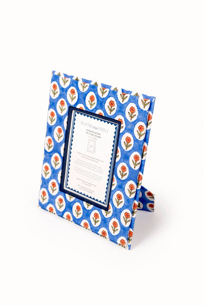 Large Block Print Photo Frame (5 by 7) - Cobalt Marigold