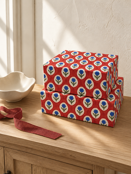 Decorative Storage & Gift Boxes (Collapsible) - Crimson Buta