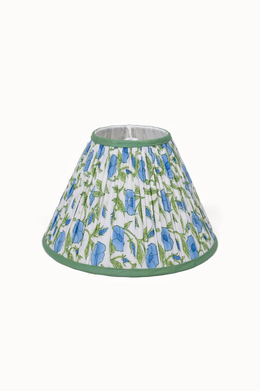 Inaya Powder Blue pleated blockprint lampshade 14 inch image 2