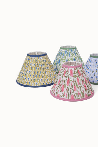 Inaya Powder Blue pleated blockprint lampshade 14 inch image 6
