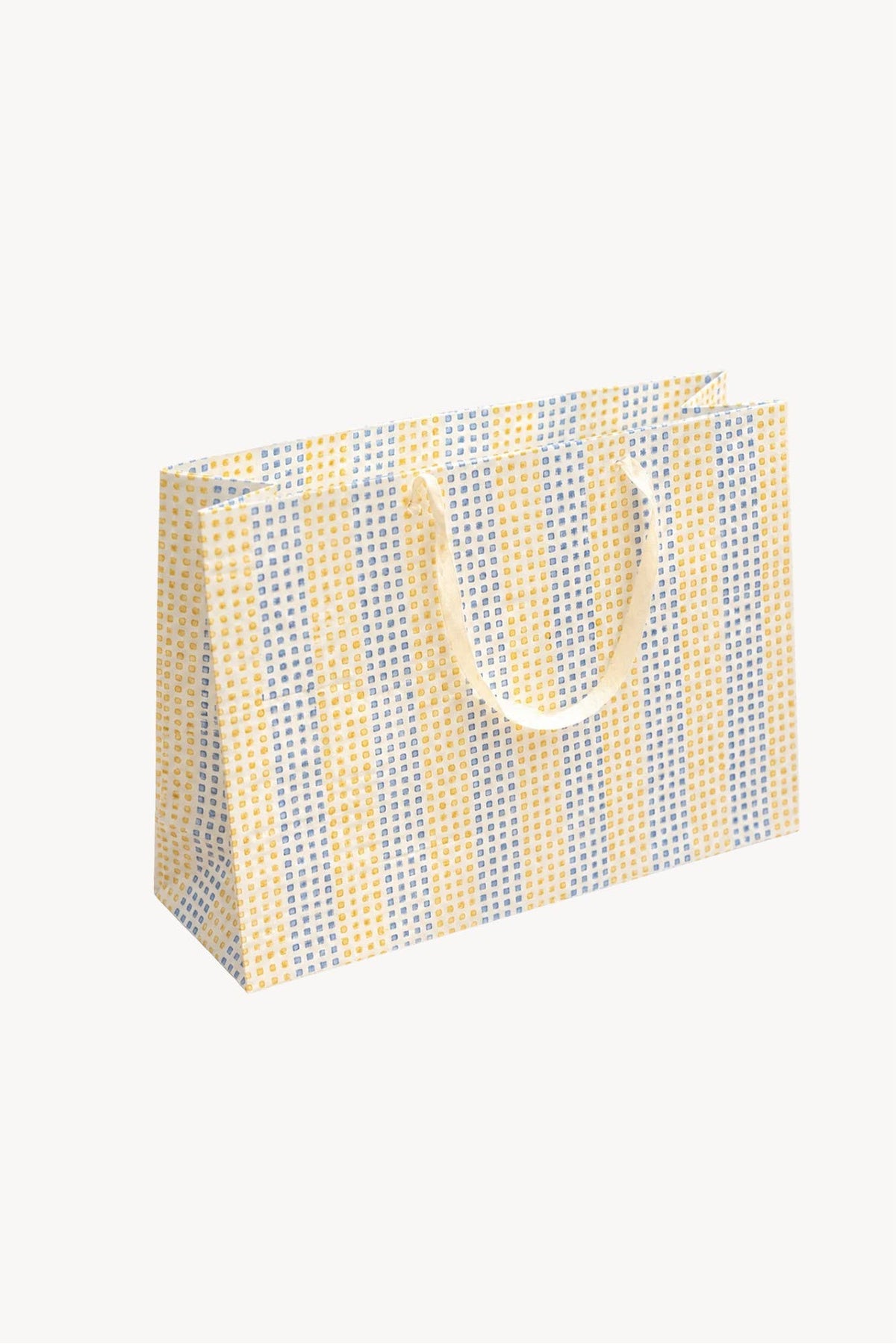Large Set of 5 Hand Block Print Gift Bag - Suncheck Print