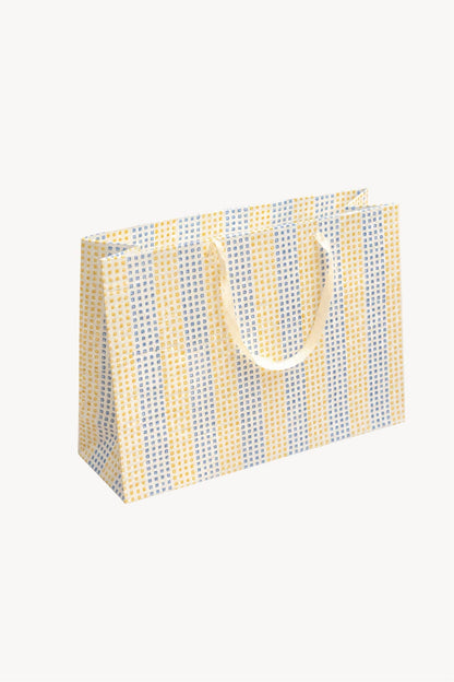 Large Set of 5 Hand Block Print Gift Bag - Suncheck Print