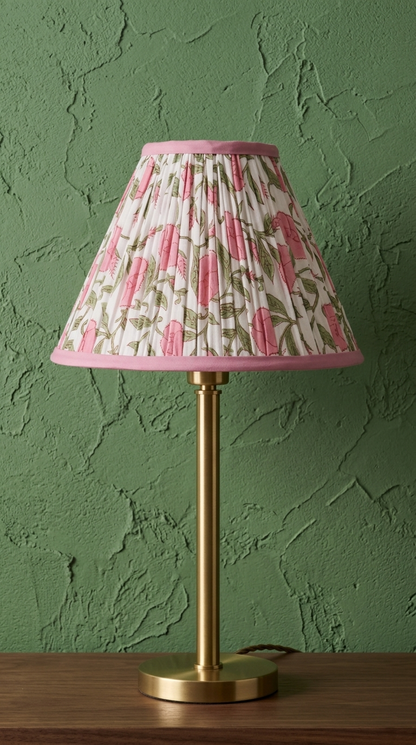 PRE ORDER - 12” Pleated Blockprint Lampshade -  Inaya Dusty Pink