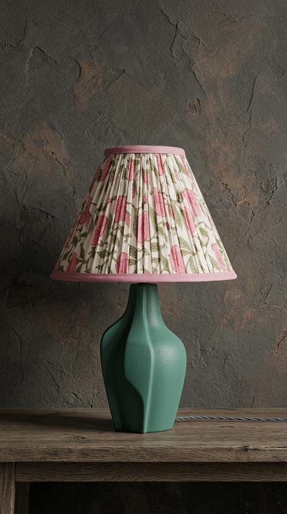 PRE ORDER - 12” Pleated Blockprint Lampshade -  Inaya Dusty Pink