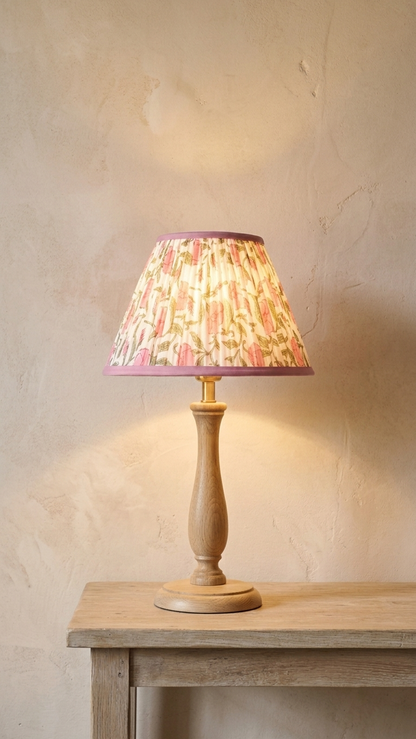 PRE ORDER - 14” Pleated Blockprint Lampshade -  Inaya Dusty Pink