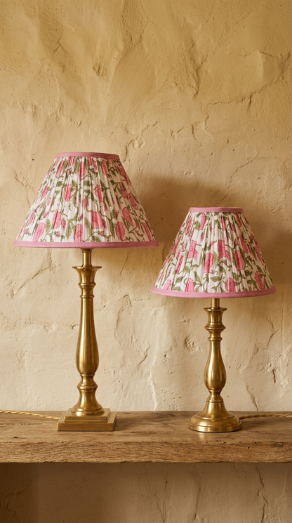 PRE ORDER - 14” Pleated Blockprint Lampshade -  Inaya Dusty Pink