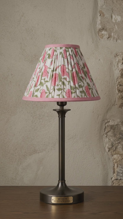 PRE ORDER - 14” Pleated Blockprint Lampshade -  Inaya Dusty Pink