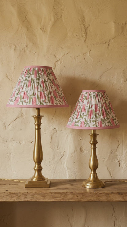 PRE ORDER - 14” Pleated Blockprint Lampshade -  Inaya Dusty Pink